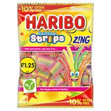 Picture of Haribo Rainbow Strips Zing PMP £1.25 10% Extra